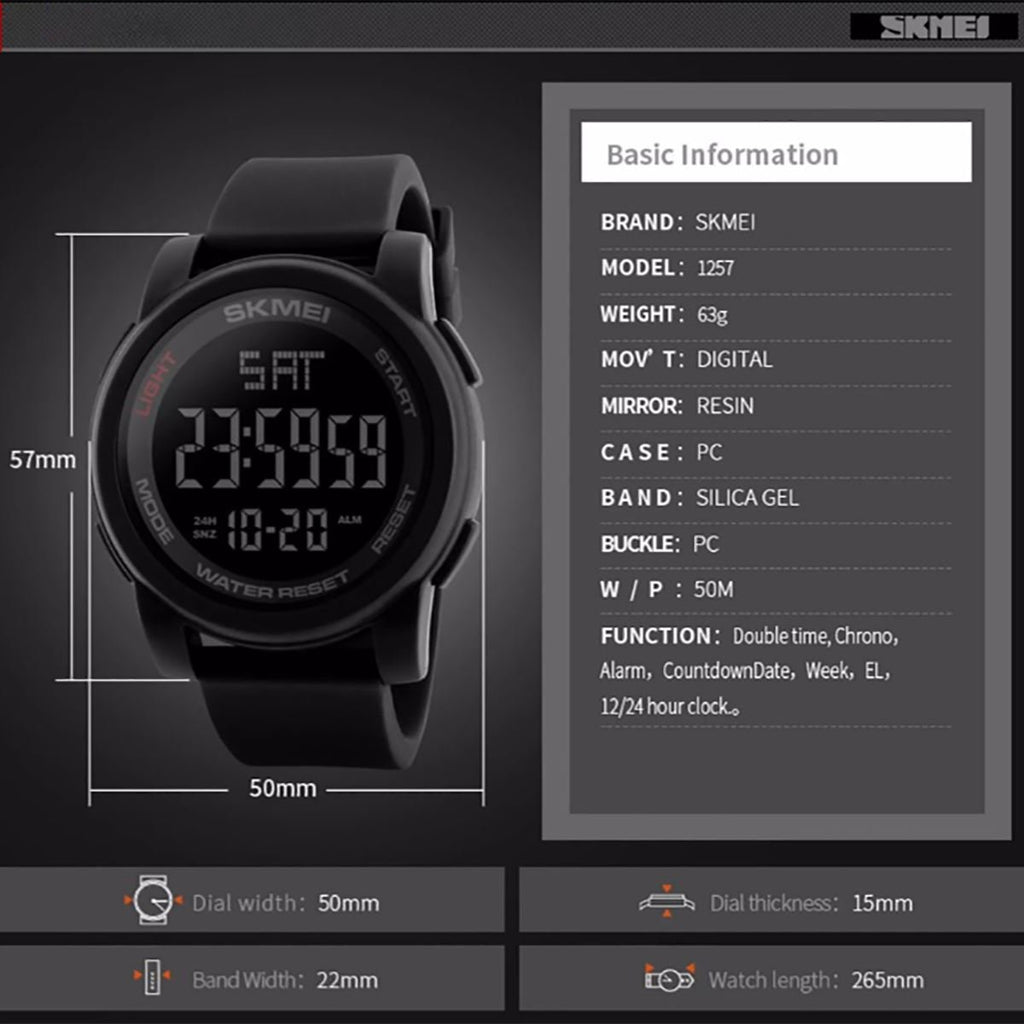 SKMEI Men's Digital Sports Watch – Large Display