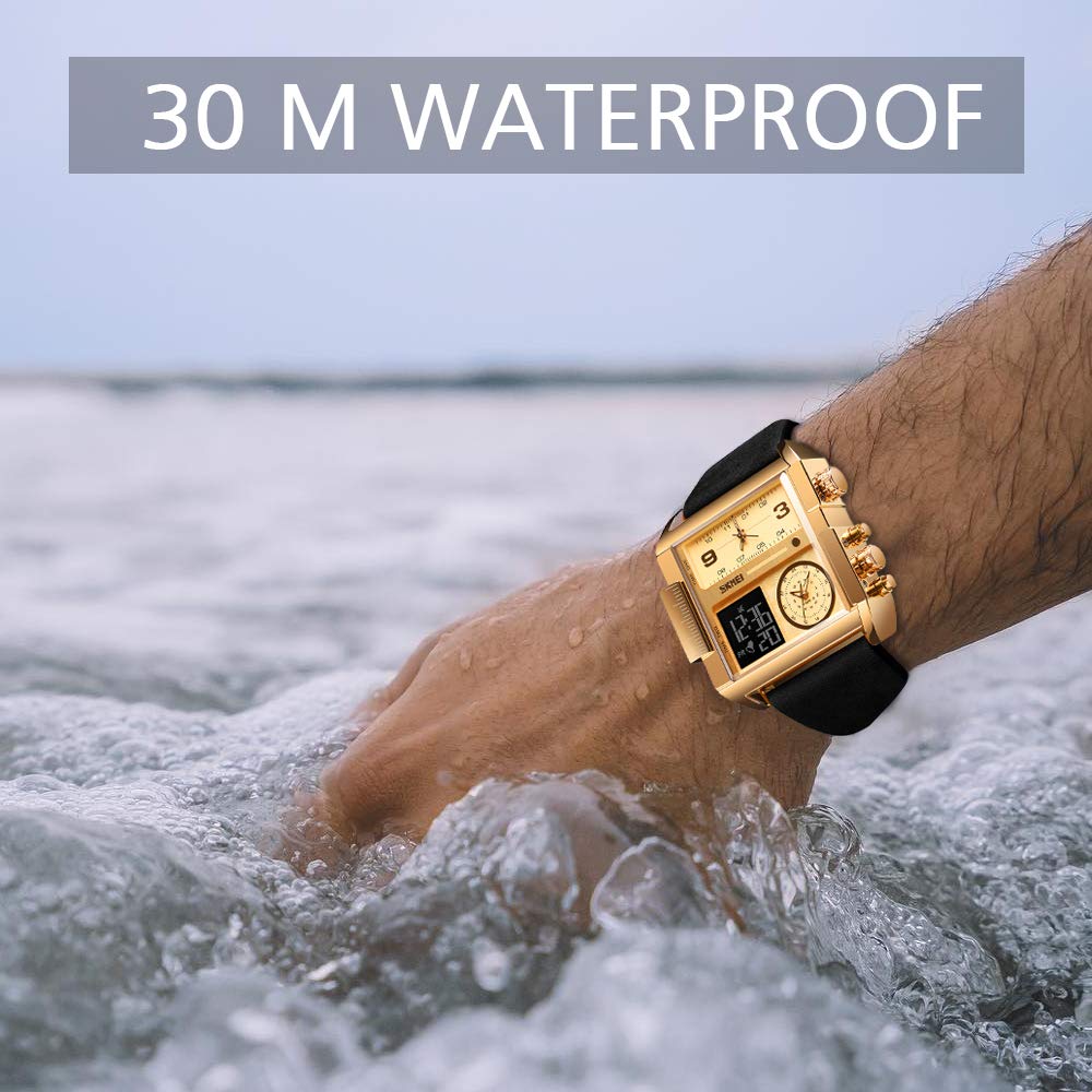 SKMEI Men's Square Analogue-Digital Multi-Time Sports Watch