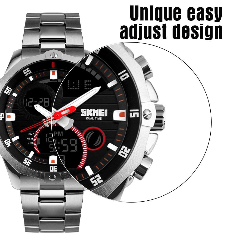 SKMEI Men's Analogue-Digital Quartz Watch – Stainless Steel Bracelet