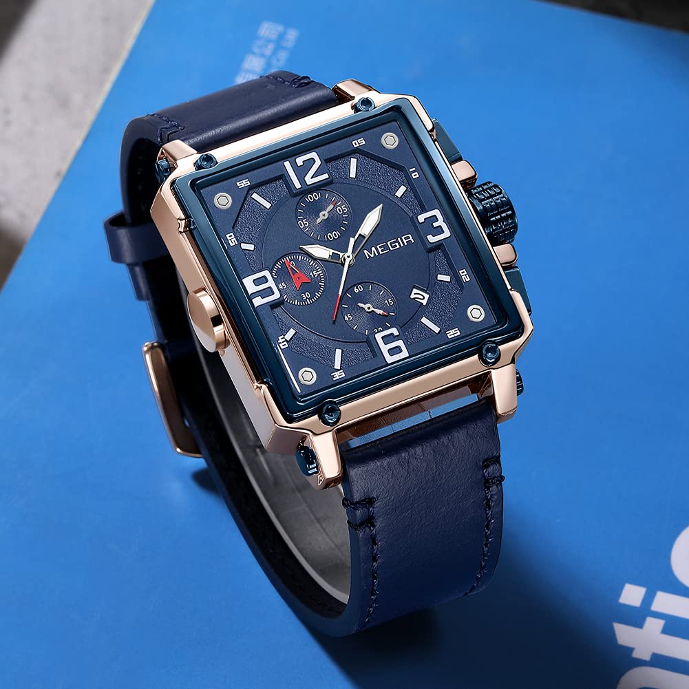 MEGIR Men's Quartz Chronograph Watch – Leather Strap