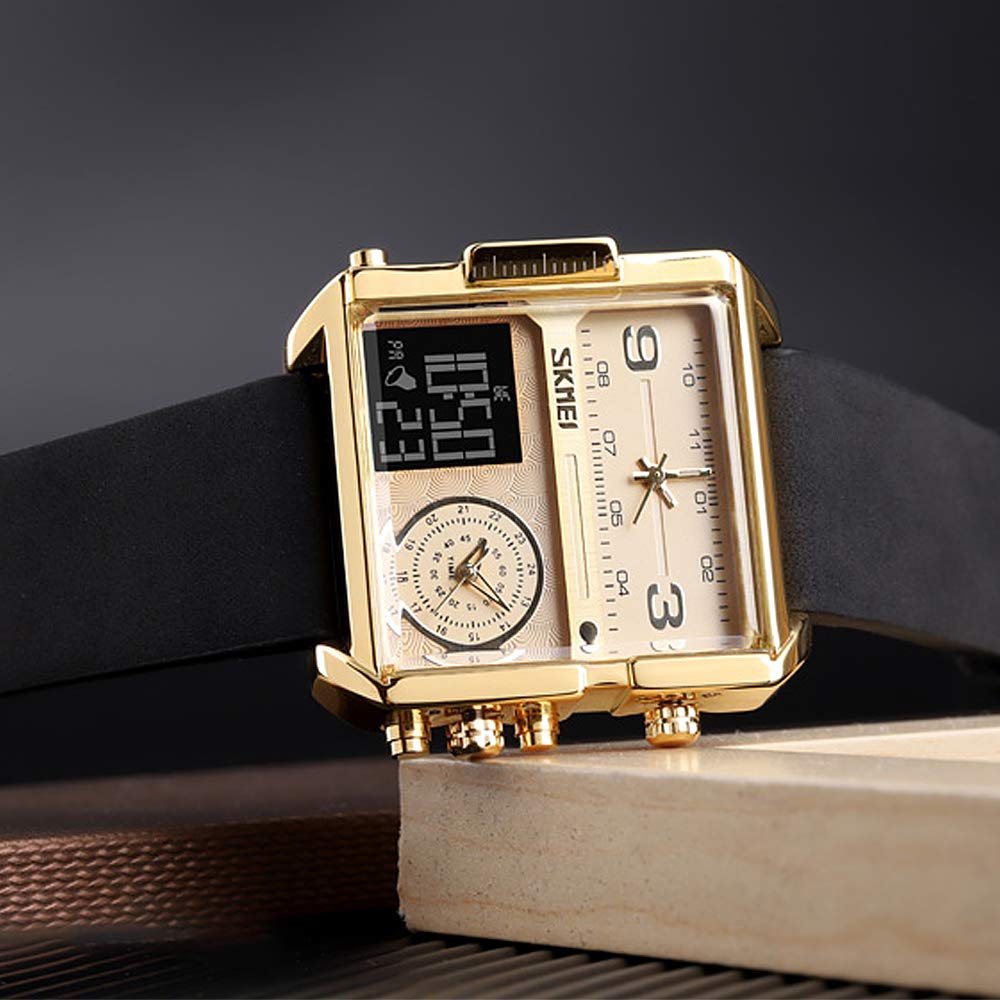 SKMEI Men's Square Analogue-Digital Multi-Time Sports Watch