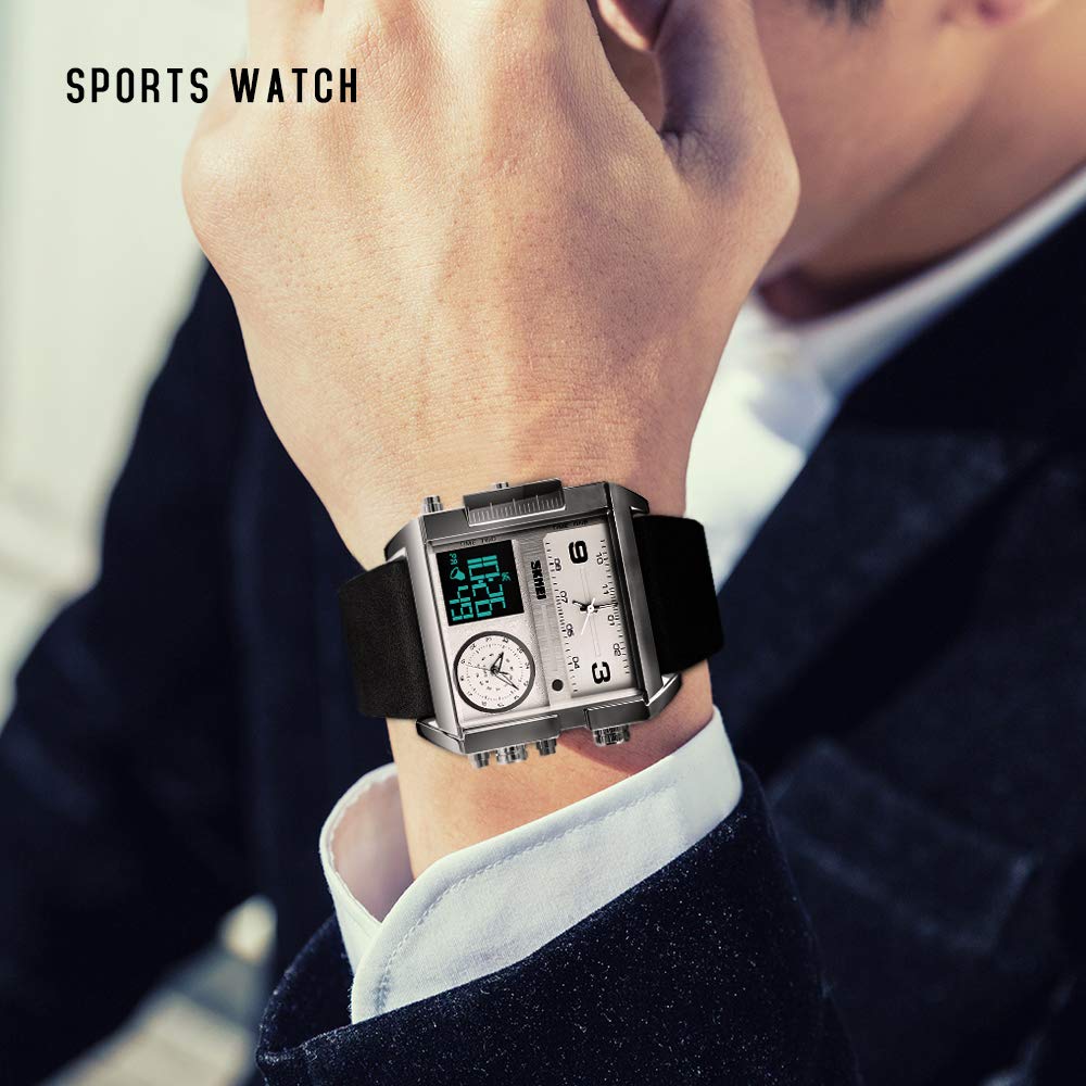 SKMEI Men's Square Analogue-Digital Multi-Time Sports Watch