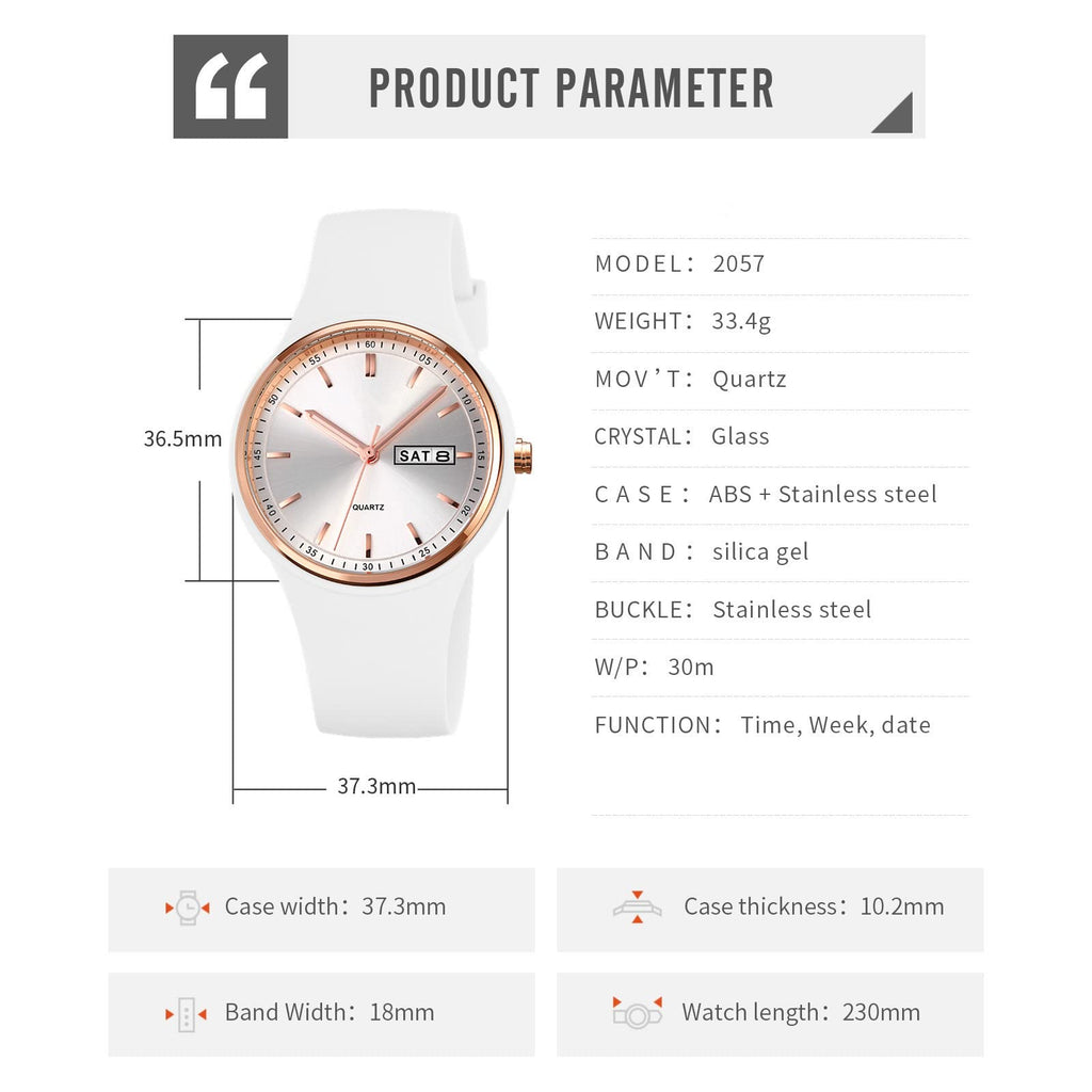 Women's Japanese Quartz Sports Watch – Silicone Strap