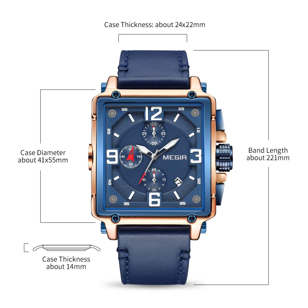 MEGIR Men's Quartz Chronograph Watch – Leather Strap