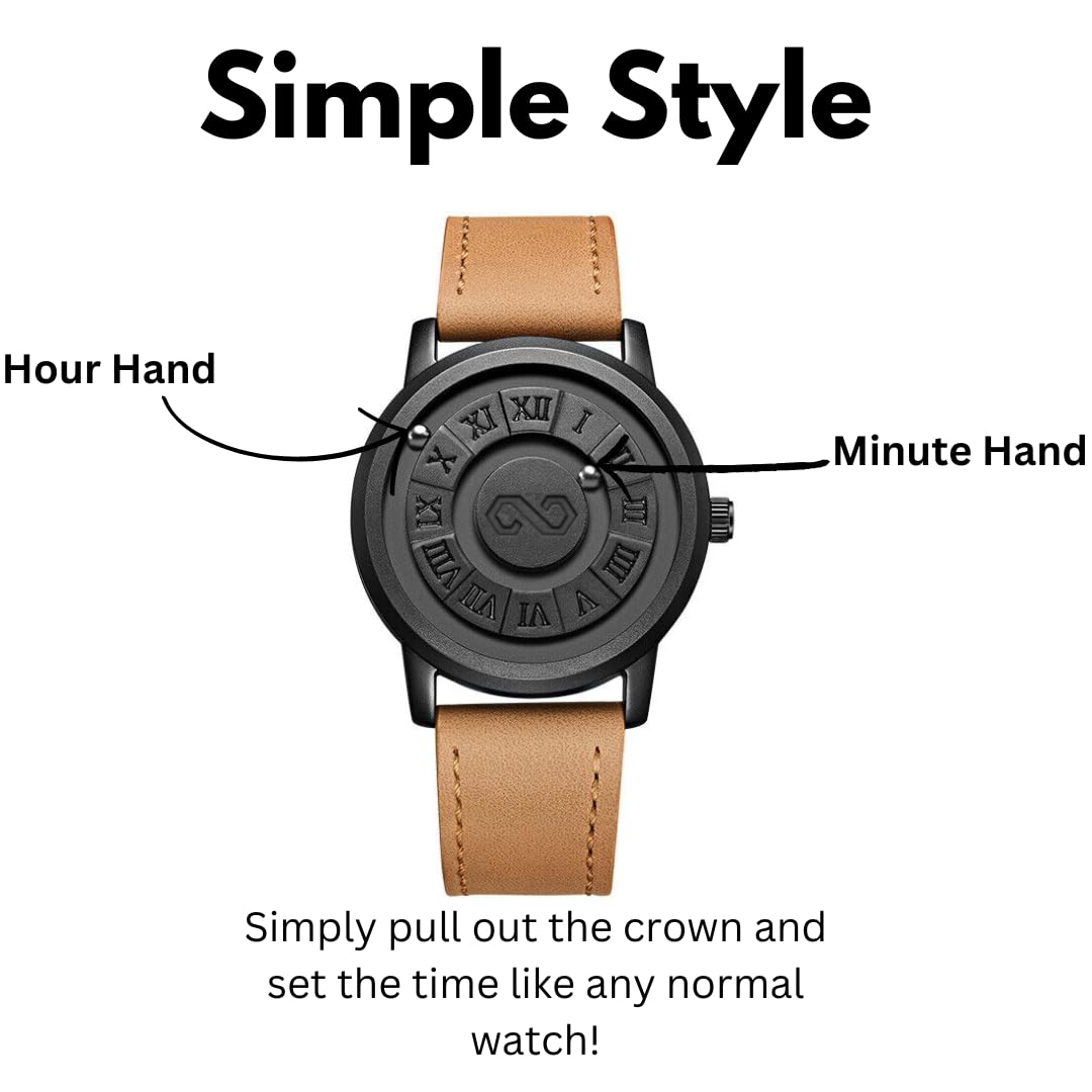 Men's Watch Unique Wrist Watches Magnetic Ball Fancy Minimalist Unisex Watches Swiss Quartz Watch with Leather Stainless Steel Bracelet