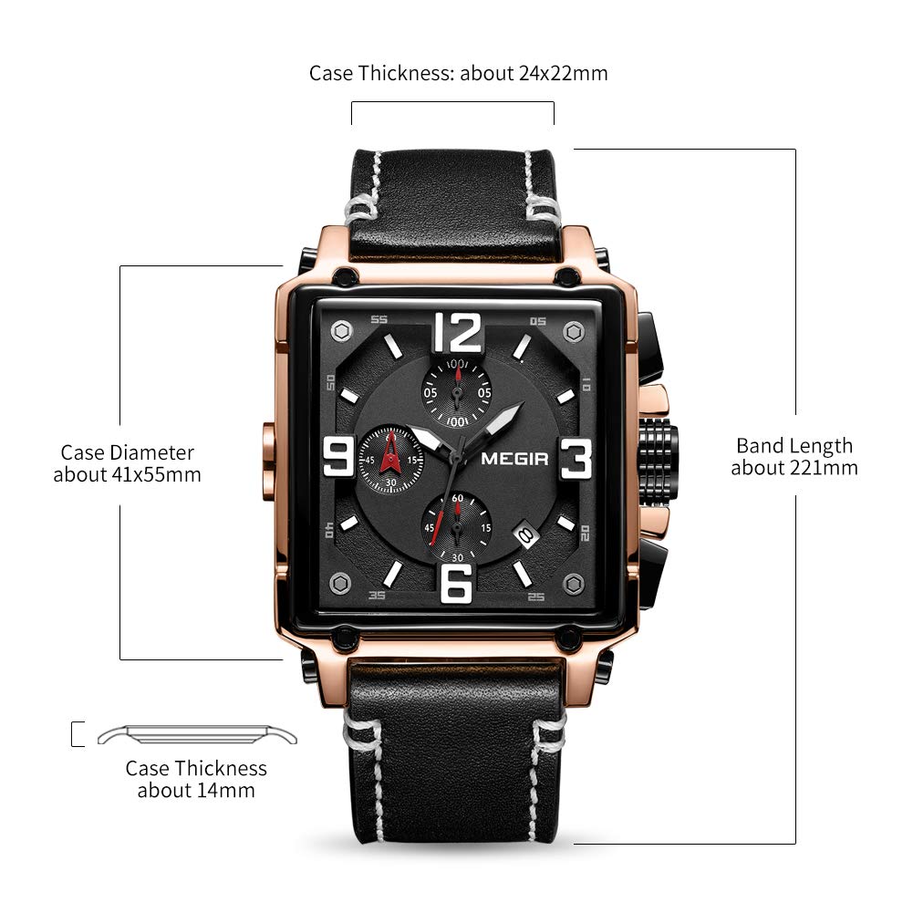 MEGIR Men's Quartz Chronograph Watch – Leather Strap