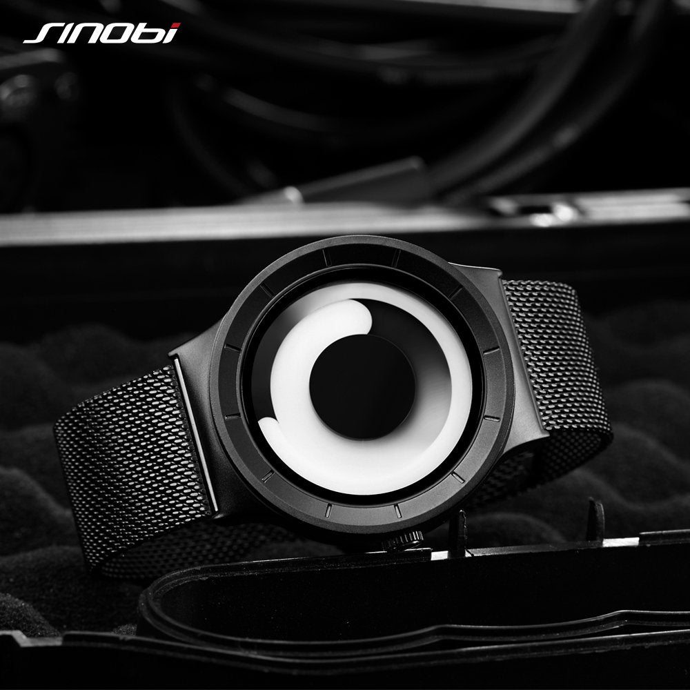 Men's Digital Quartz Watch – Stainless Steel Mesh Bracelet