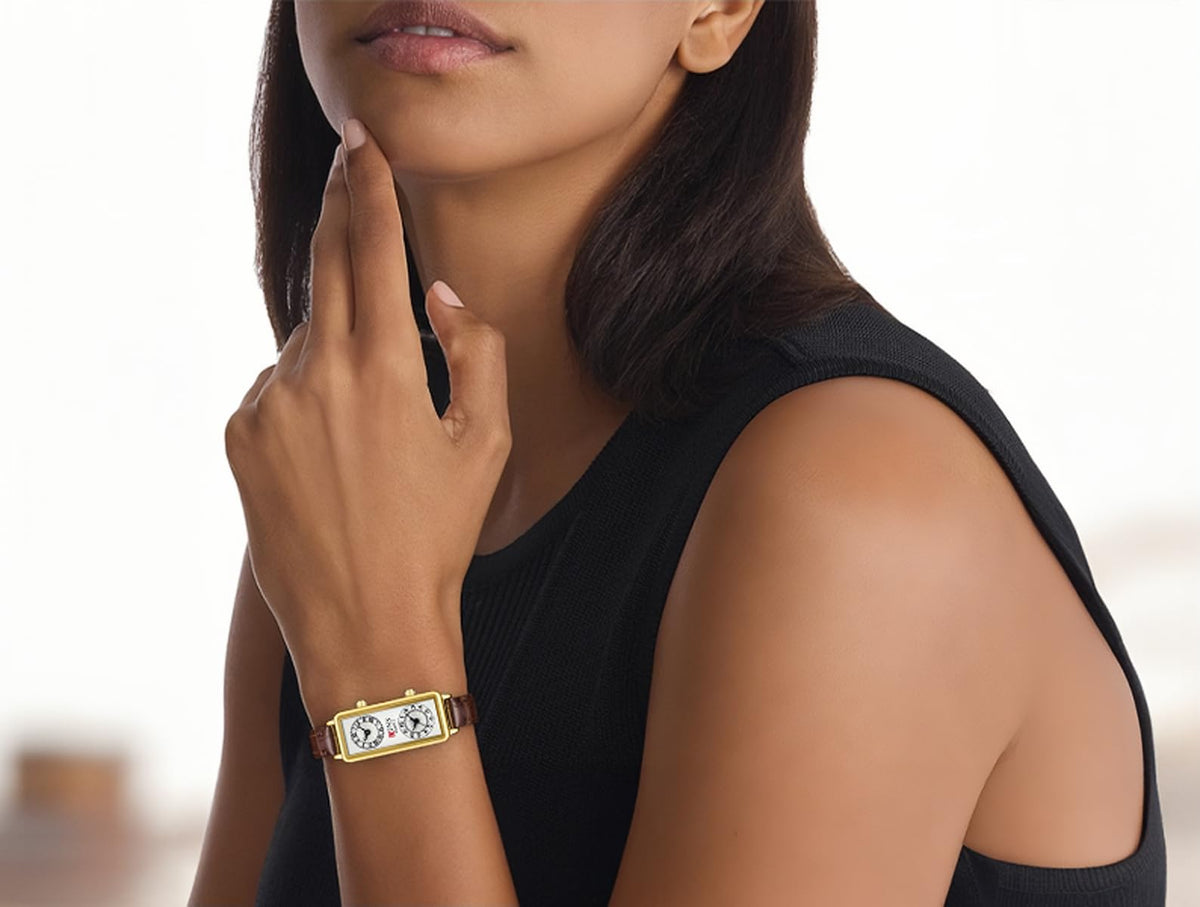 Women's Rectangular Dual-Time Quartz Watch