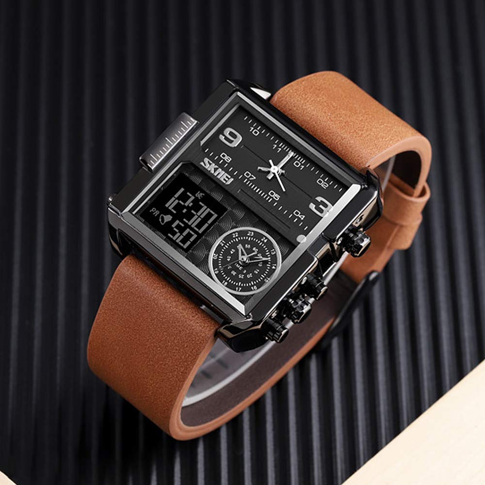 SKMEI Men's Square Analogue-Digital Multi-Time Sports Watch