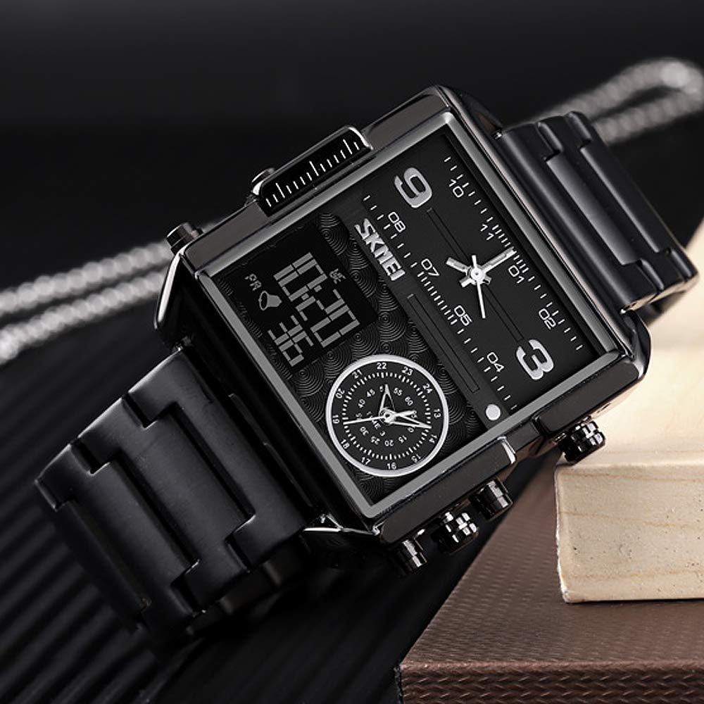 SKMEI Men's Square Analogue-Digital Multi-Time Sports Watch