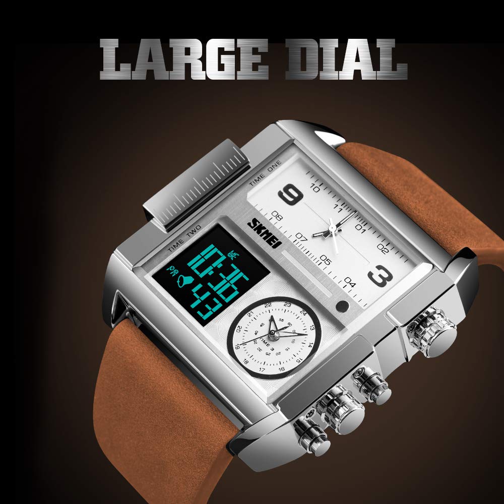 SKMEI Men's Square Analogue-Digital Multi-Time Sports Watch