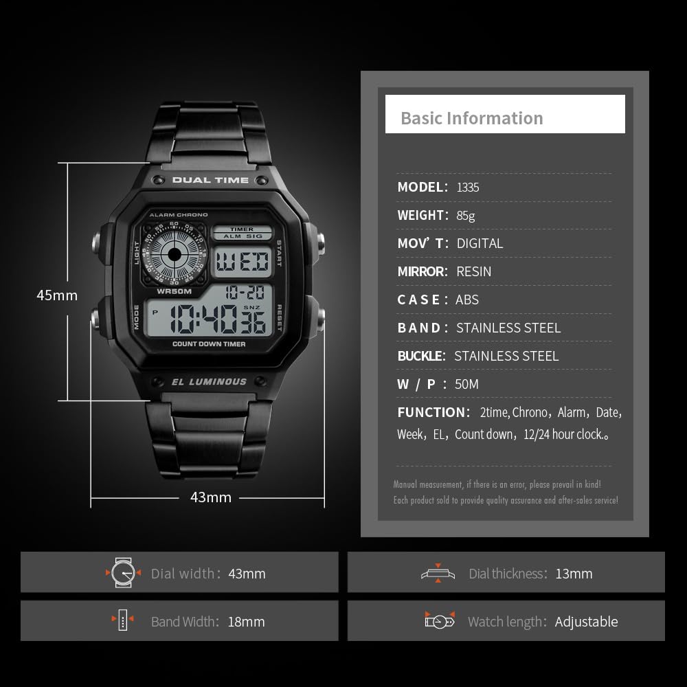SKMEI Mens Digital Sports Watch – Dual Time
