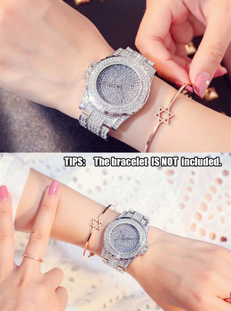 Women's Crystal-Set Quartz Bracelet Watch – Silver