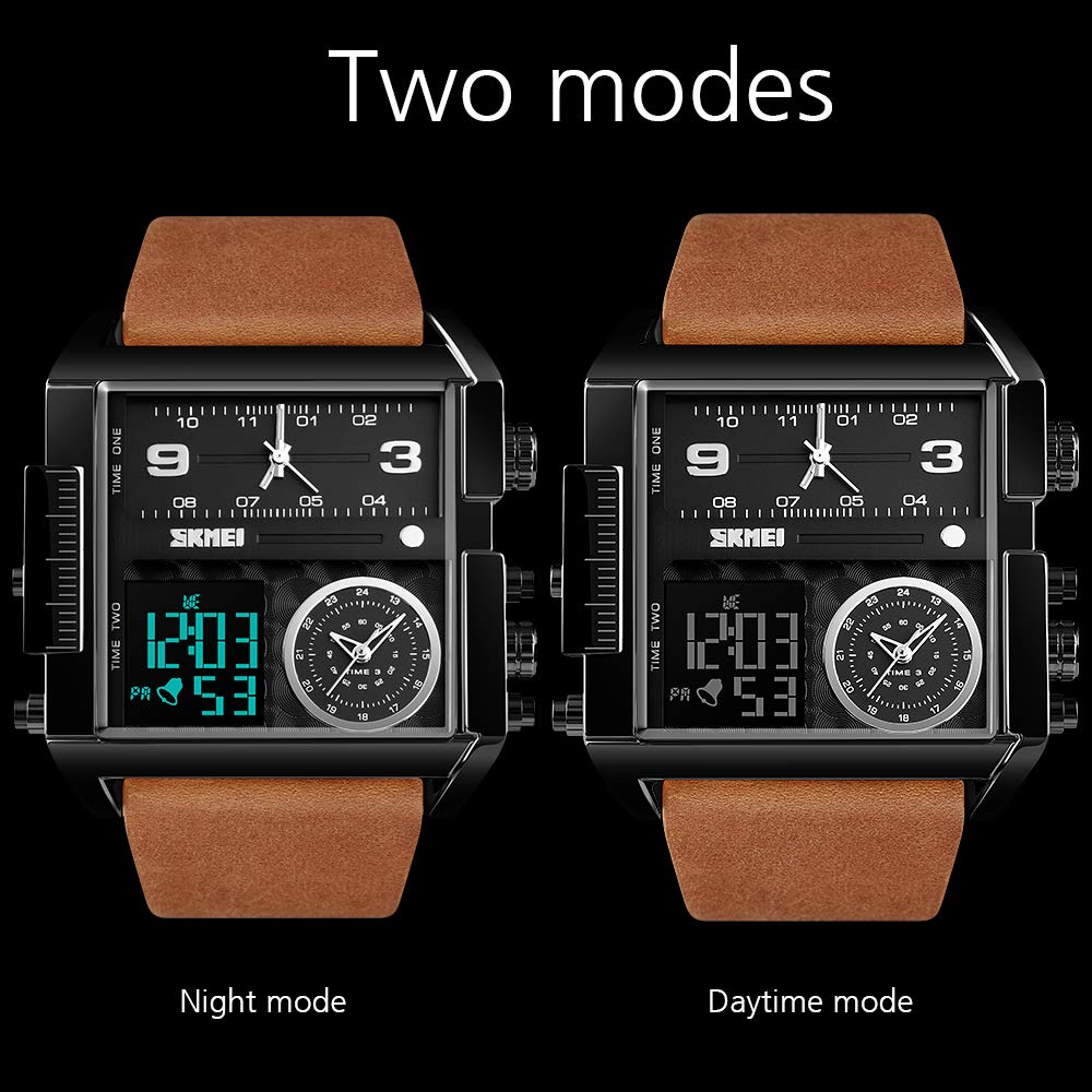SKMEI Men's Square Analogue-Digital Multi-Time Sports Watch