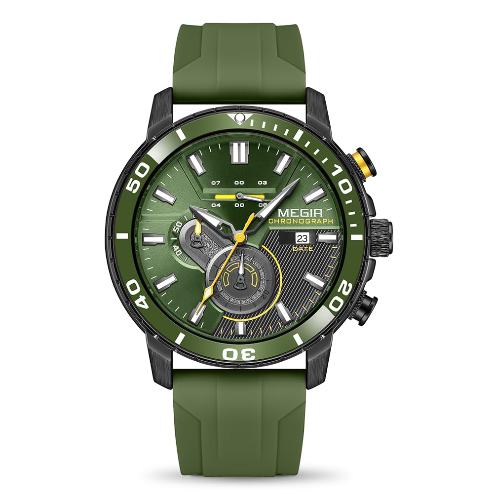 MEGIR Men's Quartz Chronograph Sports Watch – Silicone Strap