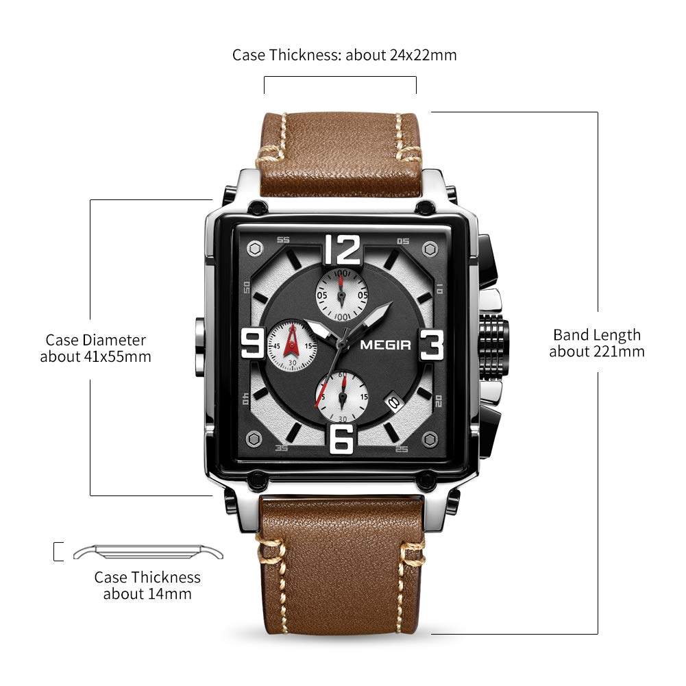 MEGIR Men's Quartz Chronograph Watch – Leather Strap