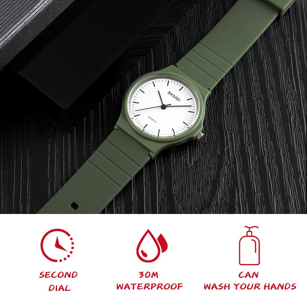 SKMEI Women's Round Quartz Watch – Blue PU Strap