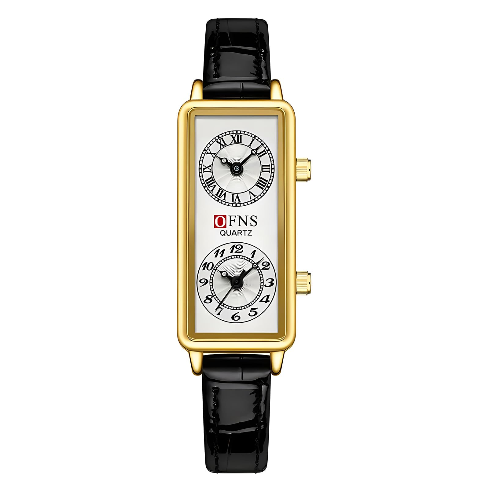 Women's Rectangular Dual-Time Quartz Watch