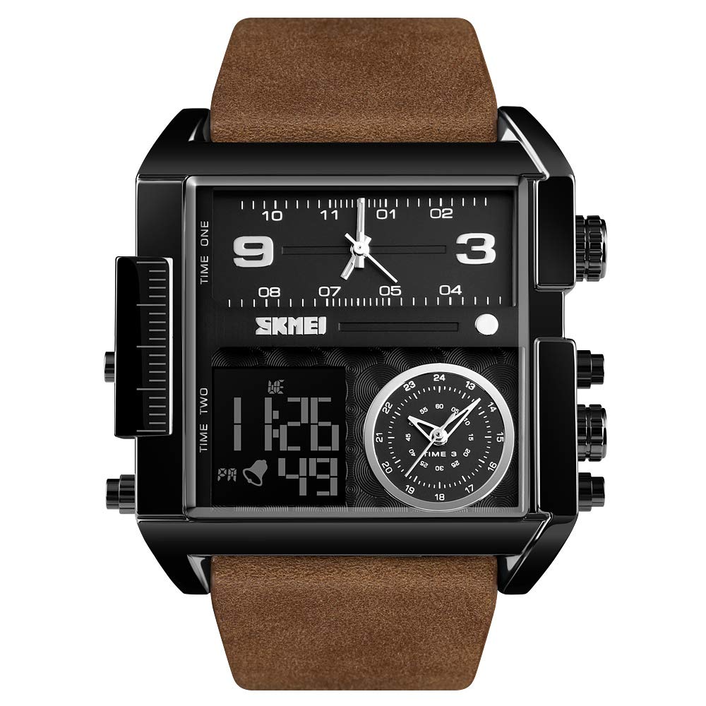 SKMEI Men's Square Analogue-Digital Multi-Time Sports Watch