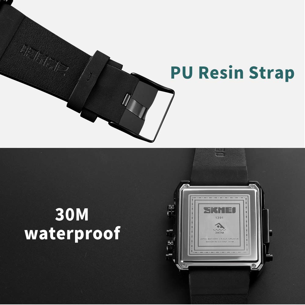 SKMEI Men's Square Analogue-Digital Multi-Time Sports Watch