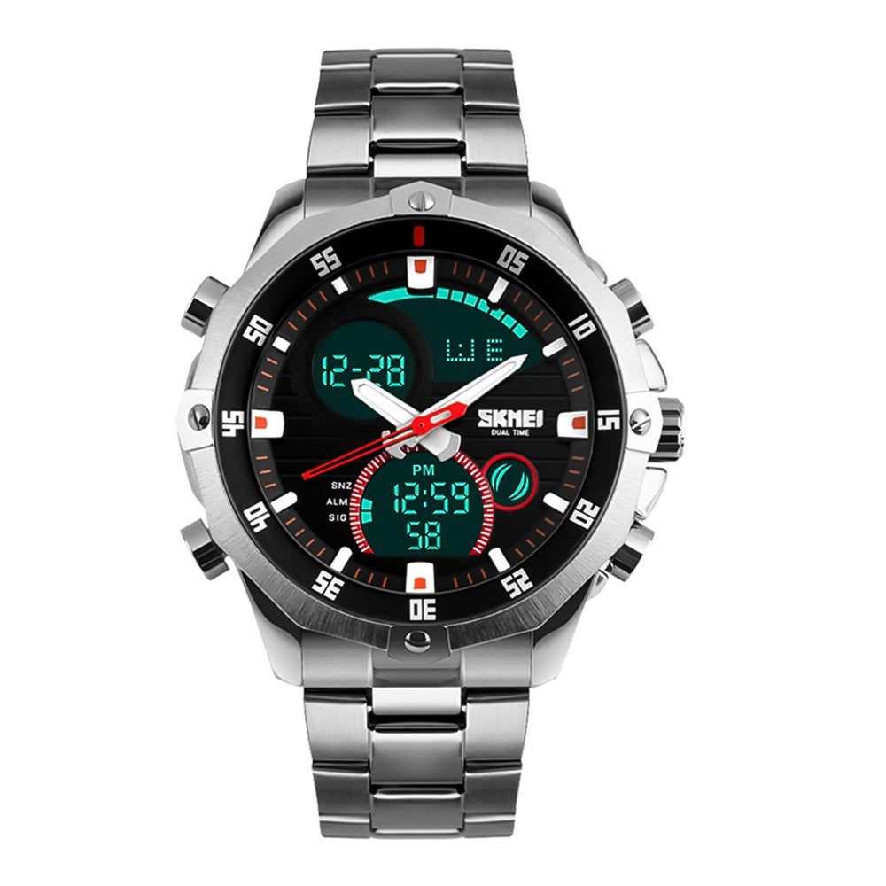 SKMEI Men's Analogue-Digital Quartz Watch – Stainless Steel Bracelet