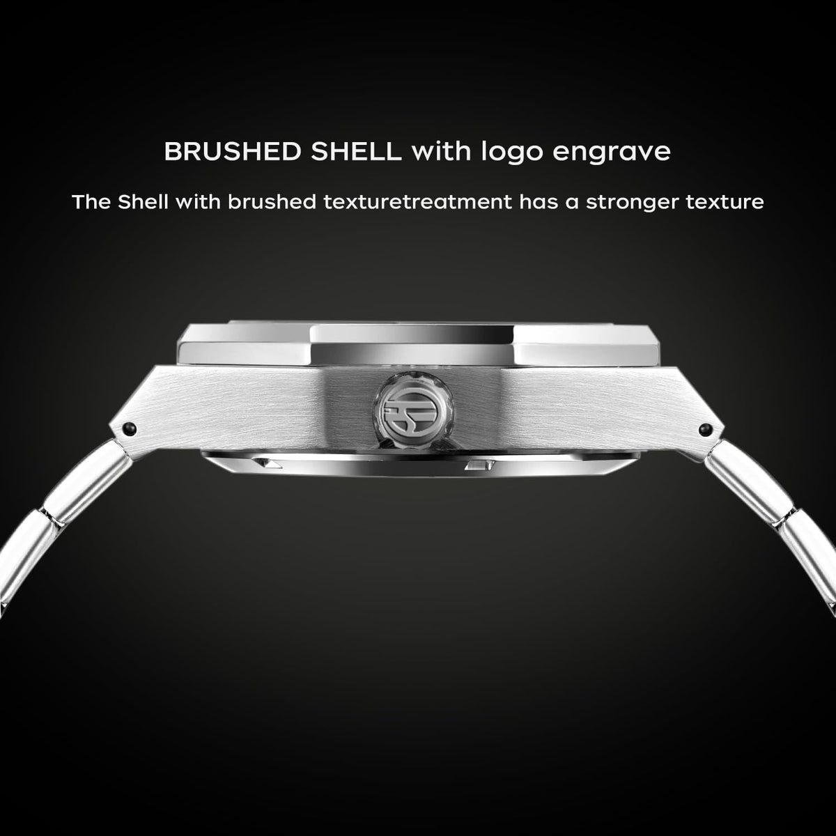 FORSINING Men's Silver Automatic Skeleton Watch – Octagonal Case