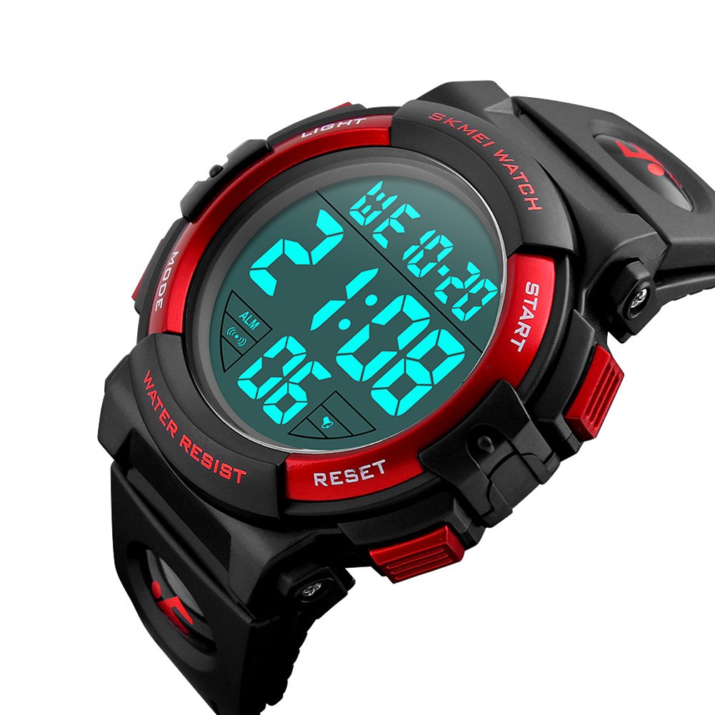 SKMEI Men's Large Display Digital Sports Watch - Red