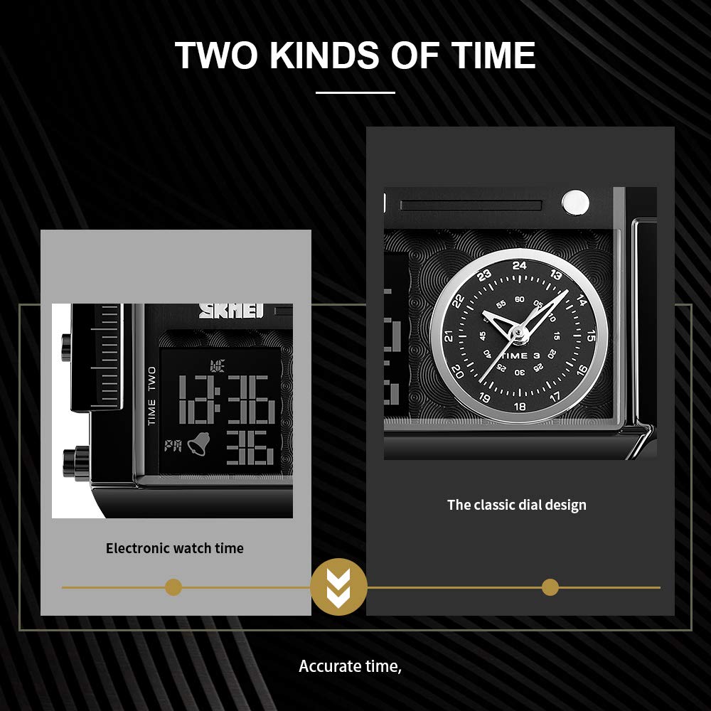 SKMEI Men's Square Analogue-Digital Multi-Time Sports Watch