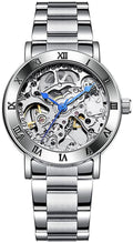FORSINING Women's Automatic Skeleton Watch – Silver Bracelet