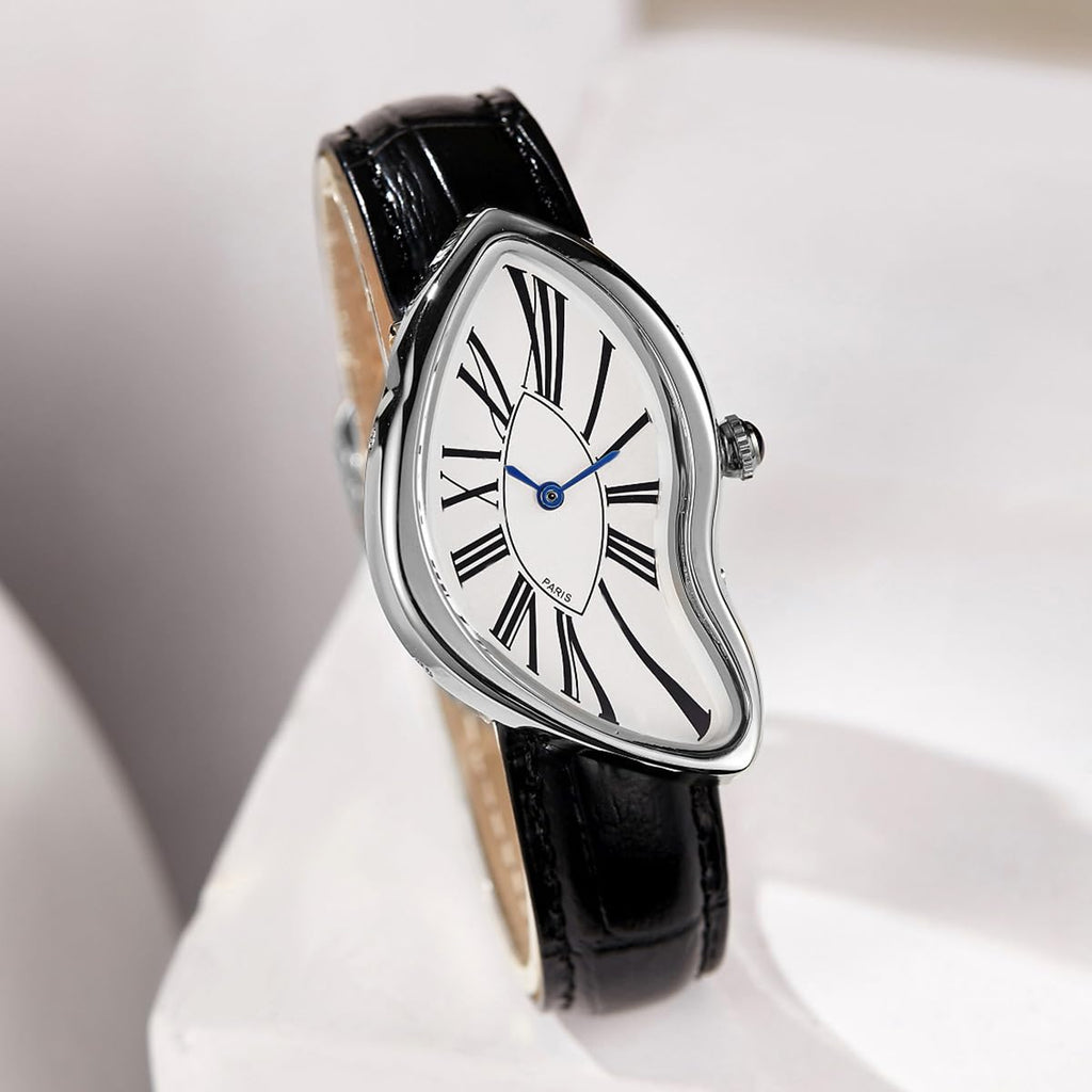 Men's Melting Dial Quartz Watch - Leather Strap