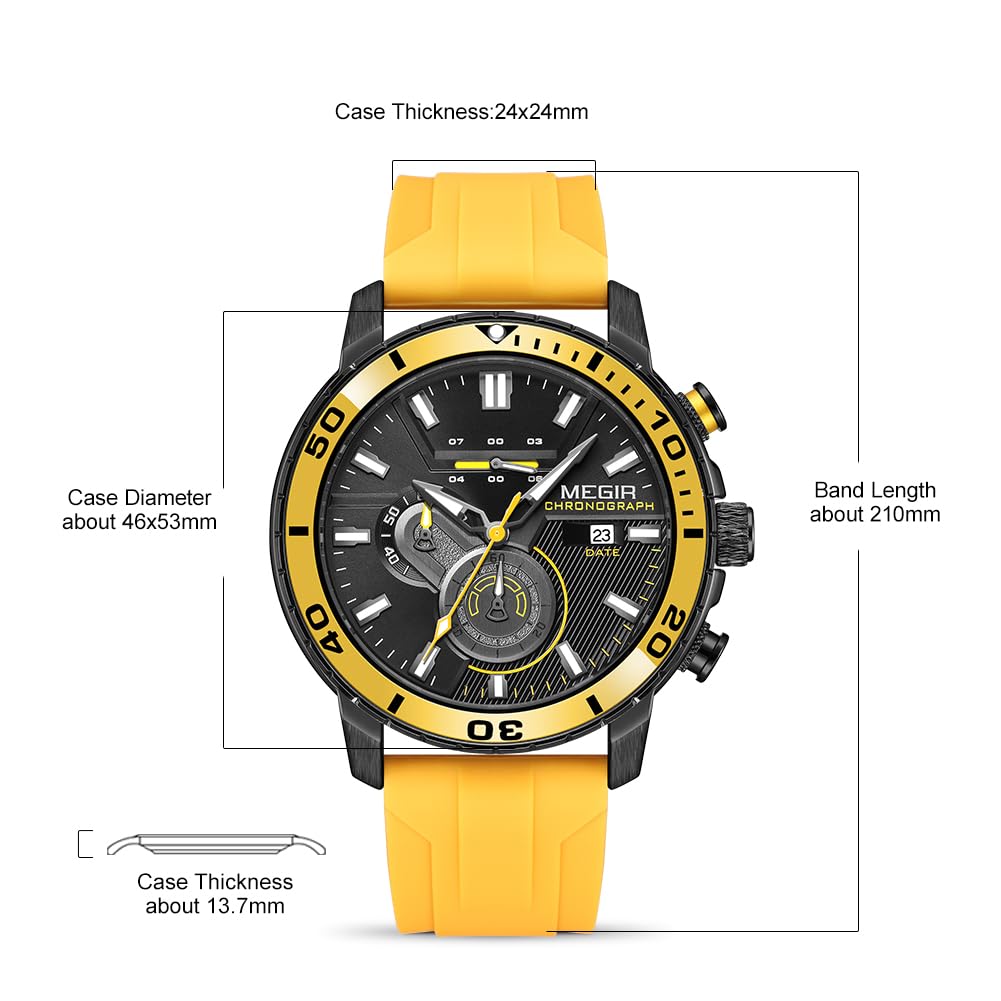 MEGIR Men's Quartz Chronograph Sports Watch – Silicone Strap