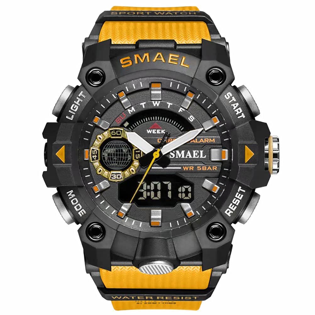 SMAEL Men's Analogue-Digital Sports Watch – Orange Dial