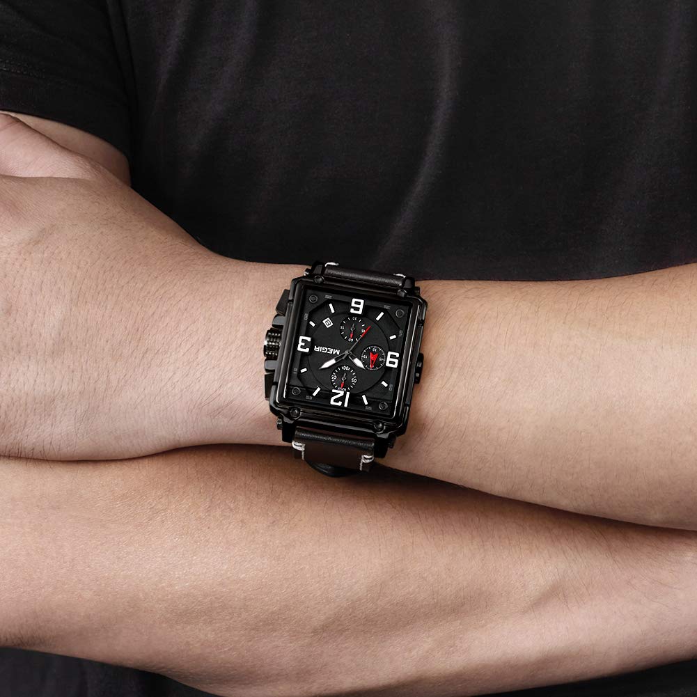 MEGIR Men's Quartz Chronograph Watch – Leather Strap