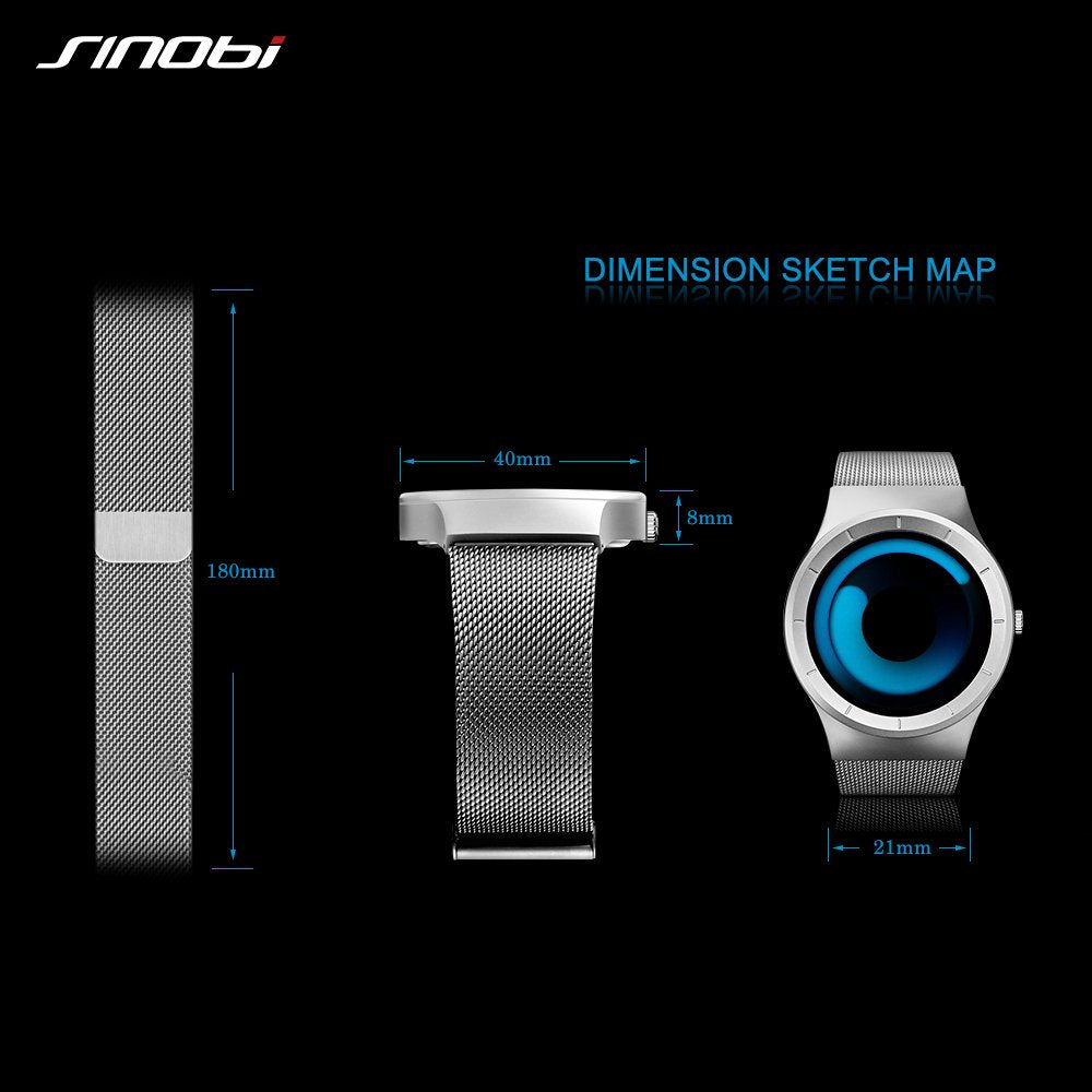 Men's Digital Quartz Watch – Stainless Steel Mesh Bracelet