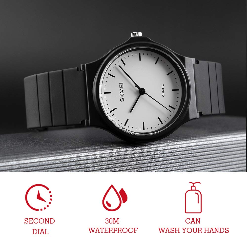 SKMEI Women's Minimalist Japanese Quartz Watch – Black PU Strap