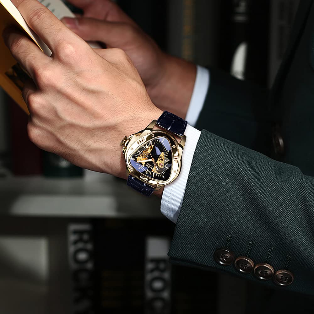 WINNER Men's Automatic Skeleton Watch – Triangular Racing Dial