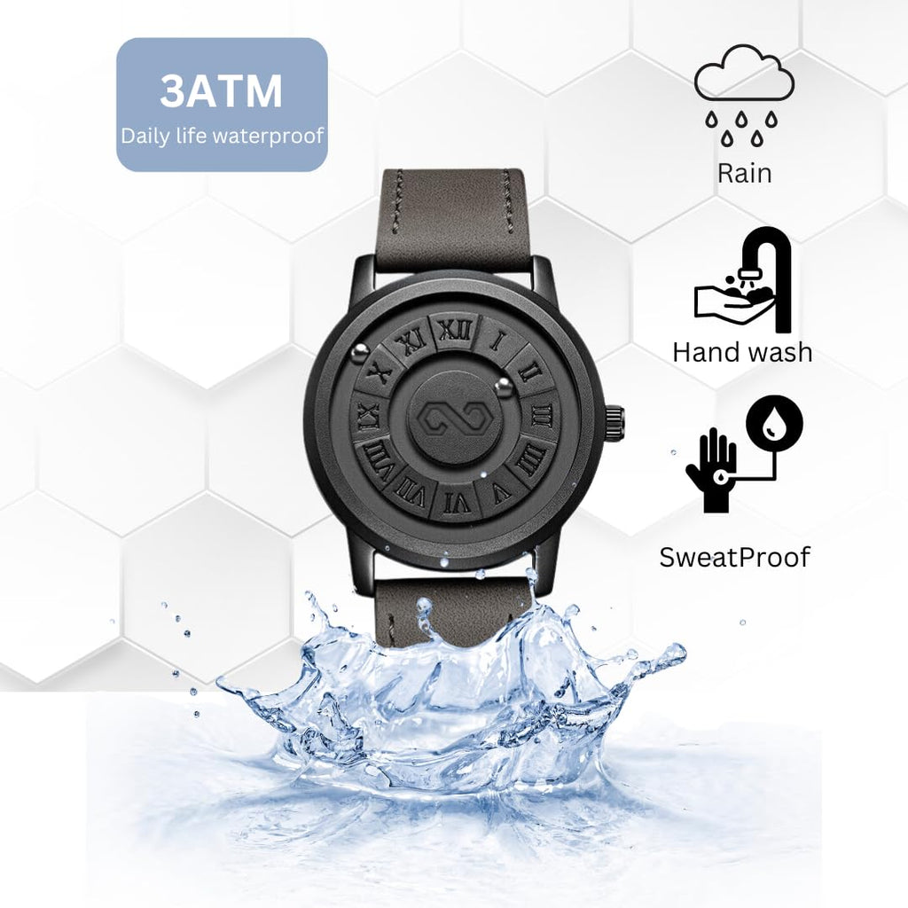 Men's Watch Unique Wrist Watches Magnetic Ball Fancy Minimalist Unisex Watches Swiss Quartz Watch with Leather Stainless Steel Bracelet