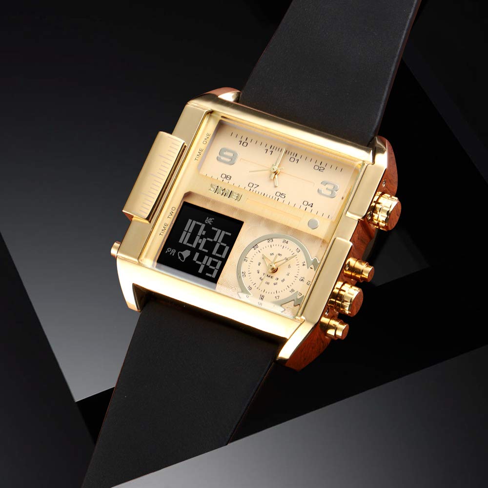SKMEI Men's Square Analogue-Digital Multi-Time Sports Watch