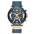 CURREN Men's Quartz Chronograph Watch – Blue Leather Strap