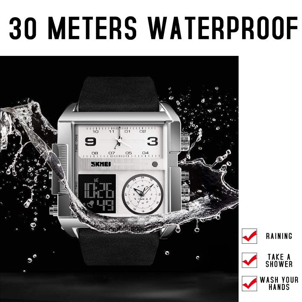 SKMEI Men's Square Analogue-Digital Multi-Time Sports Watch