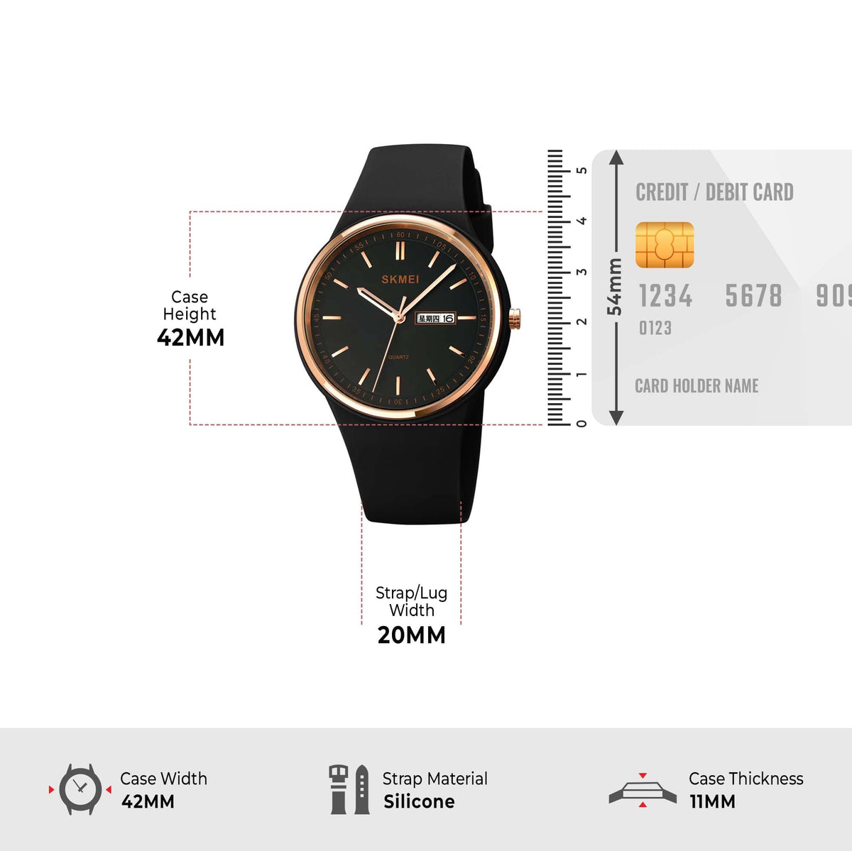 SKMEI Women's Japanese Quartz Sports Watch – Silicone Strap