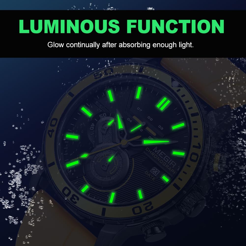MEGIR Men's Quartz Chronograph Sports Watch – Silicone Strap