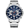CURREN Men's Quartz Watch with Three Sub-Dials - Blue & Silver