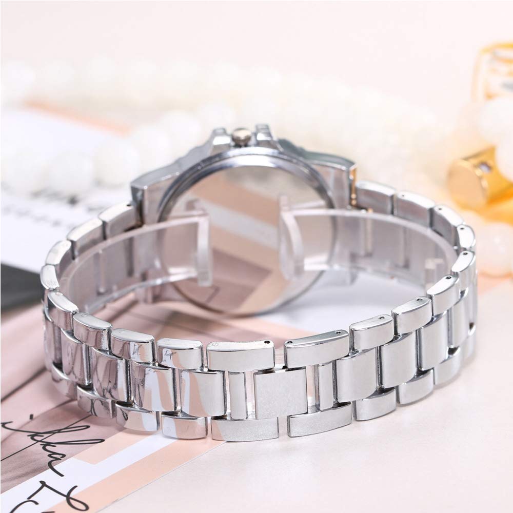 Women's Crystal-Set Quartz Bracelet Watch – Silver