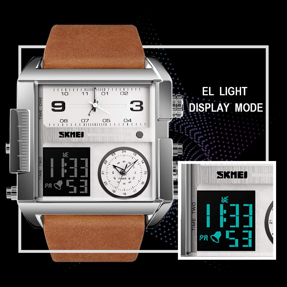 SKMEI Men's Square Analogue-Digital Multi-Time Sports Watch