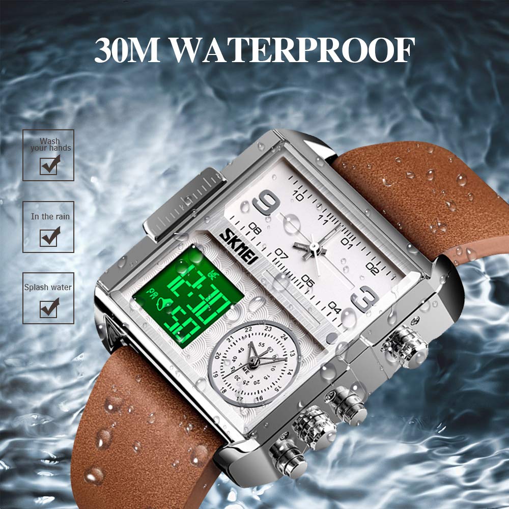 SKMEI Men's Square Analogue-Digital Multi-Time Sports Watch