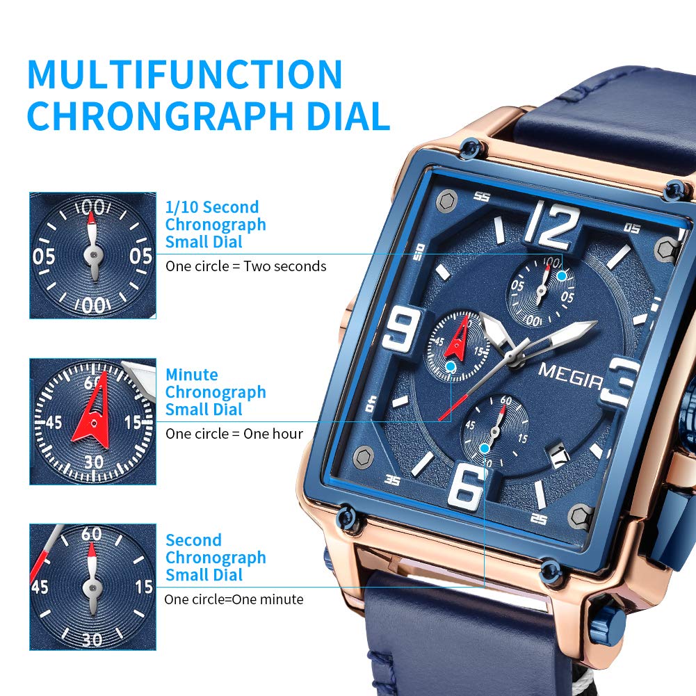 MEGIR Men's Quartz Chronograph Watch – Leather Strap