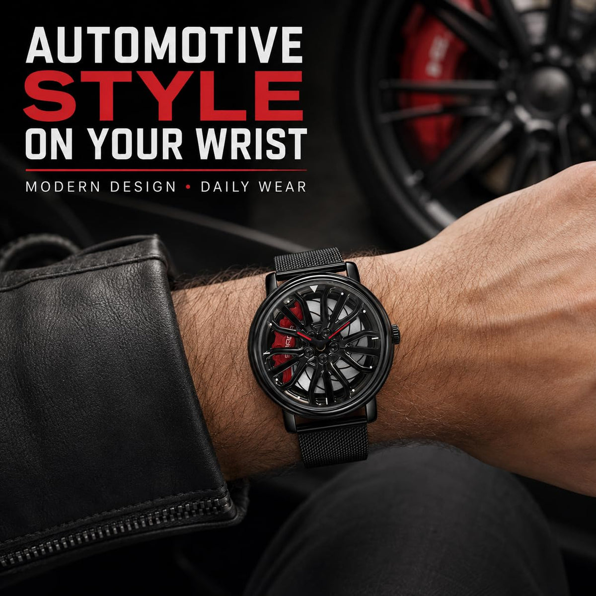 SKMEI Men's 3D Spinning Car-Wheel Quartz Watch
