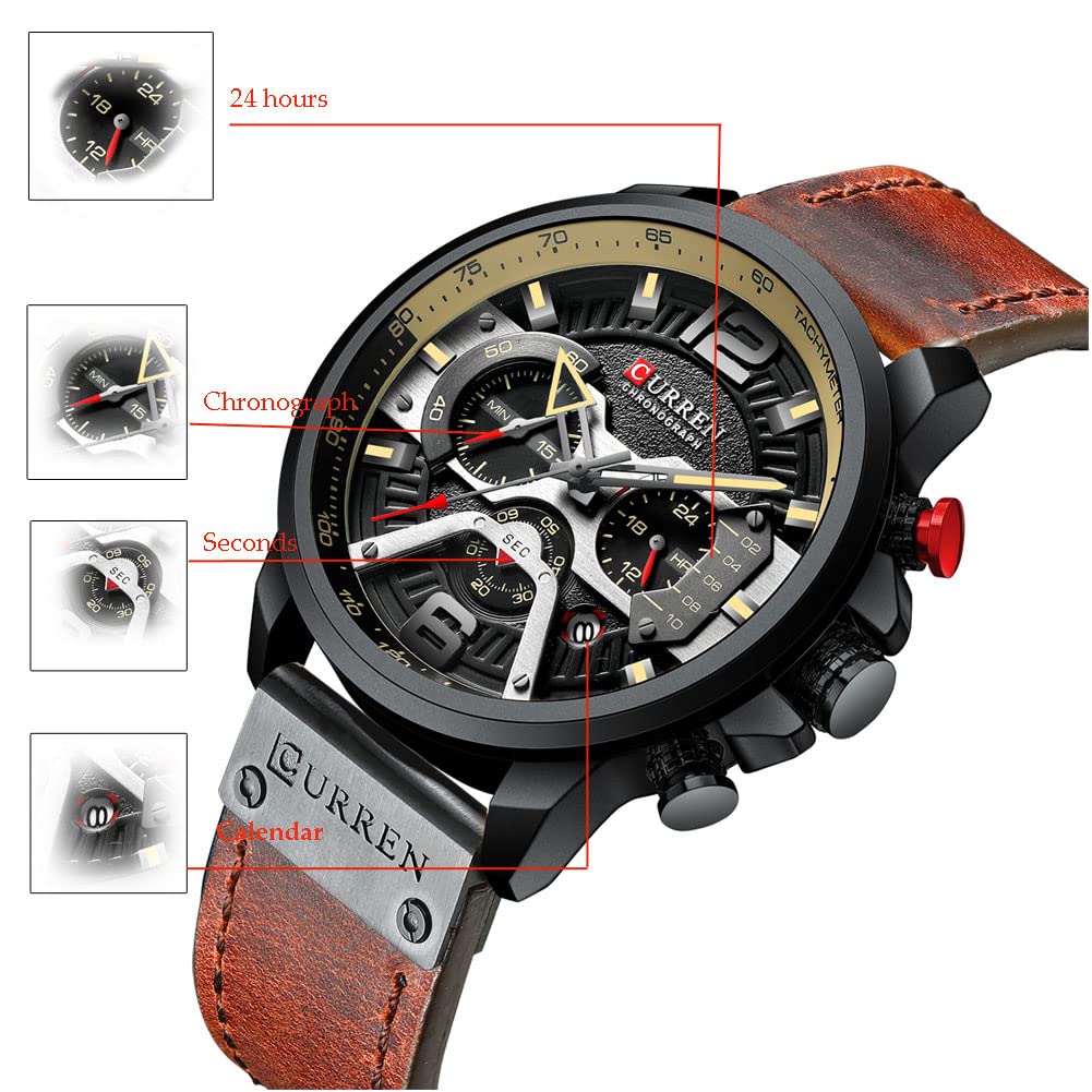 CURREN Men's Quartz Chronograph Watch – Blue Leather Strap