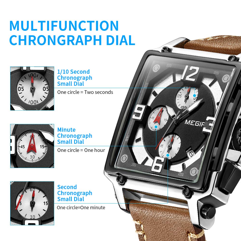 MEGIR Men's Quartz Chronograph Watch – Leather Strap